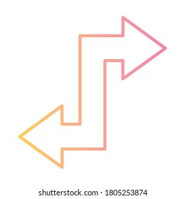 s arrow with left and right direction gradient style icon design of web forward and infographic theme Vector illustration