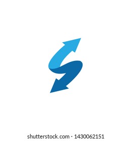 S arrow letter initial logo design vector template