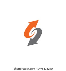 S arrow letter initial logo design vector template