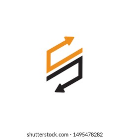 S arrow letter initial logo design vector template