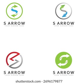 Icono del logotipo de la flecha de S. Ilustración vectorial