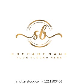 S B Initial handwriting logo vector