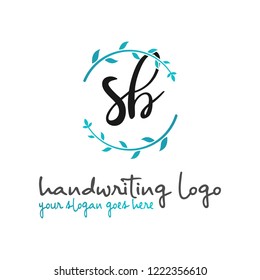 S B Initial handwriting logo vector