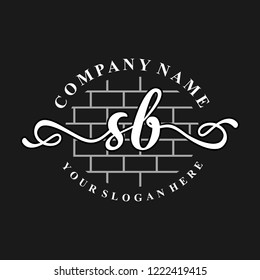 S B Initial handwriting logo vector. Hand lettering for designs.