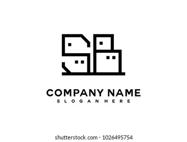 S B initial logo template vector