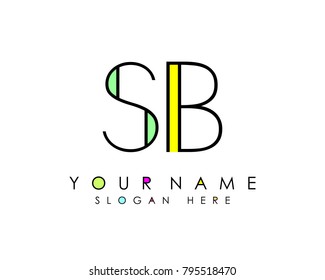 S & B initial minimalist logo template vector