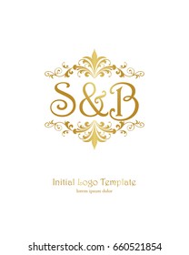 S & B initial wedding logo template vector