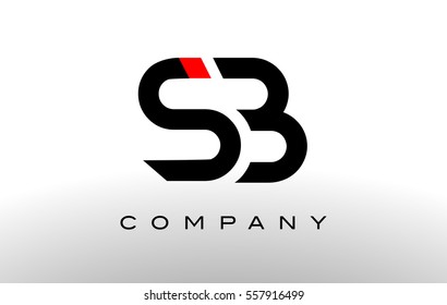 S B Logo. SB Letter Design Vektor mit schwarz roter Farbe.