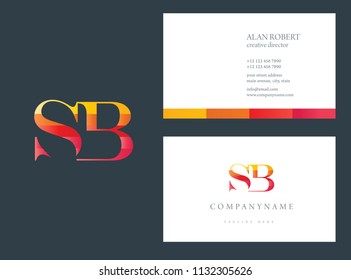 S and B multicolor letter joint logo design with business card template