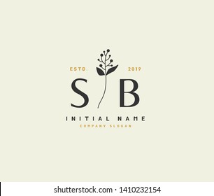 S B SB Beauty vector initial logo, handwriting logo of initial wedding, fashion, jewerly, heraldic, boutique, floral and botanical with creative template for any company or business.
