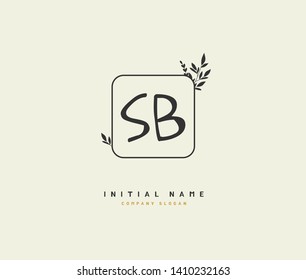 S B SB Beauty vector initial logo, handwriting logo of initial wedding, fashion, jewerly, heraldic, boutique, floral and botanical with creative template for any company or business.