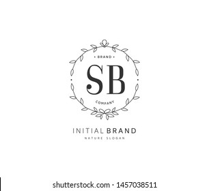 S B SB Beauty vector initial logo, handwriting logo of initial signature, wedding, fashion, jewerly, boutique, floral and botanical with creative template for any company or business.