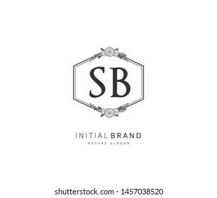 S B SB Beauty vector initial logo, handwriting logo of initial signature, wedding, fashion, jewerly, boutique, floral and botanical with creative template for any company or business.