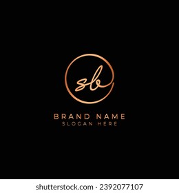 S, B, SB Initial letter handwritten and signature vector logo. Business template in round shape line art