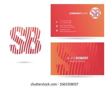S & B waves line joint logo design with business card template