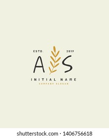 A S AS Beauty vector initial logo, handwriting logo of wedding, fashion, jewerly, heraldic, boutique, floral and botanical with creative template for any company or business.