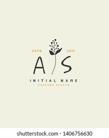 A S AS Beauty vector initial logo, handwriting logo of wedding, fashion, jewerly, heraldic, boutique, floral and botanical with creative template for any company or business.