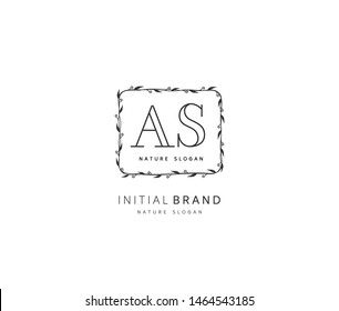 A S AS Beauty vector initial logo, handwriting logo of initial signature, wedding, fashion, jewerly, boutique, floral and botanical with creative template for any company or business.