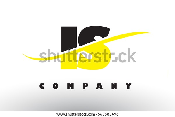 IS I S  Black and Yellow Letter Logo with White\
Swoosh and Curved Lines.