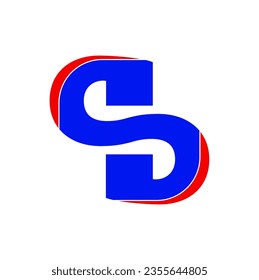 S con icono vector de color azul.
