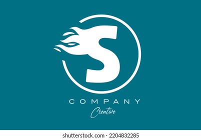 S blue white alphabet letter icon for corporate with flames. Fire design suitable for a company logo