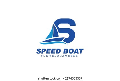 S Boat logo design inspiration. Vector letter template design for brand.