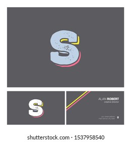 S  bold letter logo design with Business card template 