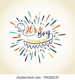 It s a Boy. Congratulation. Greeting card design. Vector Eps 10