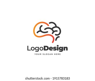 Vector del logotipo del cerebro. Diseño de logotipo de línea moderna y creativo