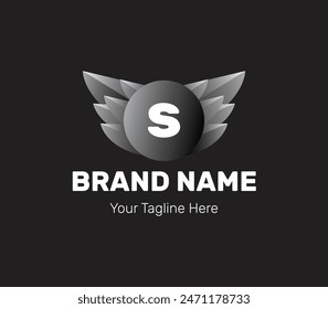 S Brand with wings vector logo design. you can use this for S letter. amazing wings to use this logo for any other letters as well.