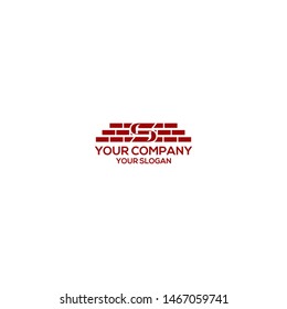 S Brick Construction Logo Design Vector