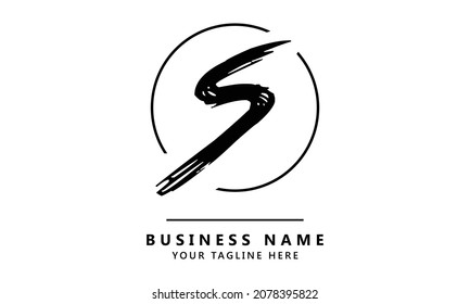 Diseño del logotipo de la letra de trinquete de S. Icono de las letras del logotipo de pintura negra con diseño de vectores de círculo elegante.