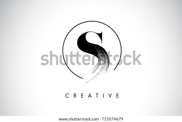 S Brush Stroke Letter Logo\
Design. Black Paint Logo Leters Icon with Elegant Circle Vector\
Design.