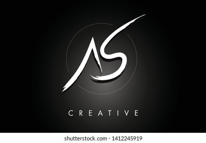 AS A S Brushed Vector Letter Logo Design with Creative Modern Brush Lettering Texture and Hexagonal Shape. Brush Letters Design Logo Vector Illustration.