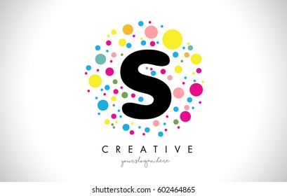 S Bubble Dots Letter Logo Design with Rainbow Creative Colorful Bubbles.