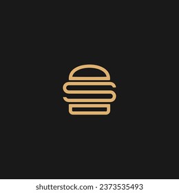 S Burger Letter Logo Design in Gold Colors,
