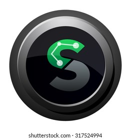 S button, letter S logo icon vector design