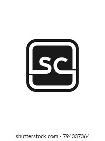 S C initial box letter logo template vector