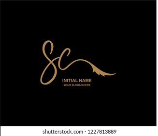 S C Initial Handwriting Logo Template