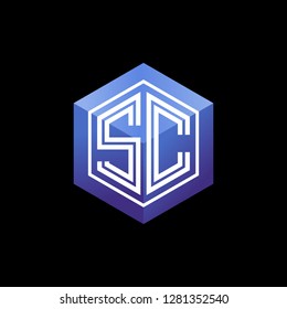 S C initial letter, modern logo design template vector 