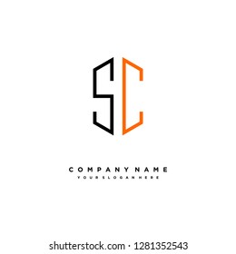 S C initial letter, modern logo design template vector 