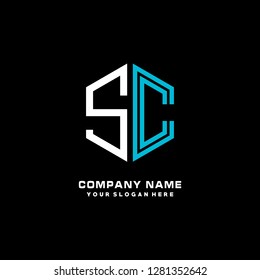S C initial letter, modern logo design template vector 