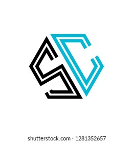 S C initial letter, modern logo design template vector 