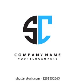 S C initial letter, modern logo design template vector 