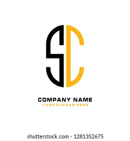 S C initial letter, modern logo design template vector 