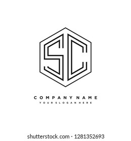 S C initial letter, modern logo design template vector 