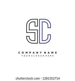 S C initial letter, modern logo design template vector 