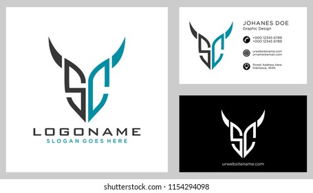 S C initial logo template vector