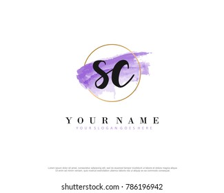 S C Initial water color logo template vector