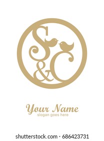 S C initial wedding decorative logo template